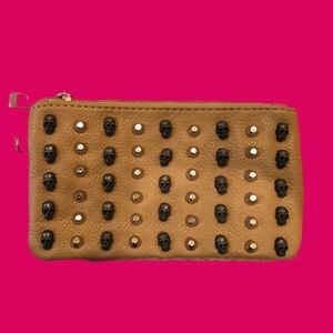 Tan Skull & Stud Wristlet